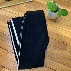 MOTHER Brand Black Jeans with Double White Stripe Side Detail, Size 27